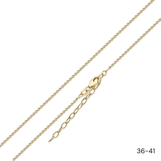 Goldene Ankerkette mit 1,5mm Gliedern, verstellbare Länge 36-41cm durch Verlängerungskette mit Karabinerverschluss