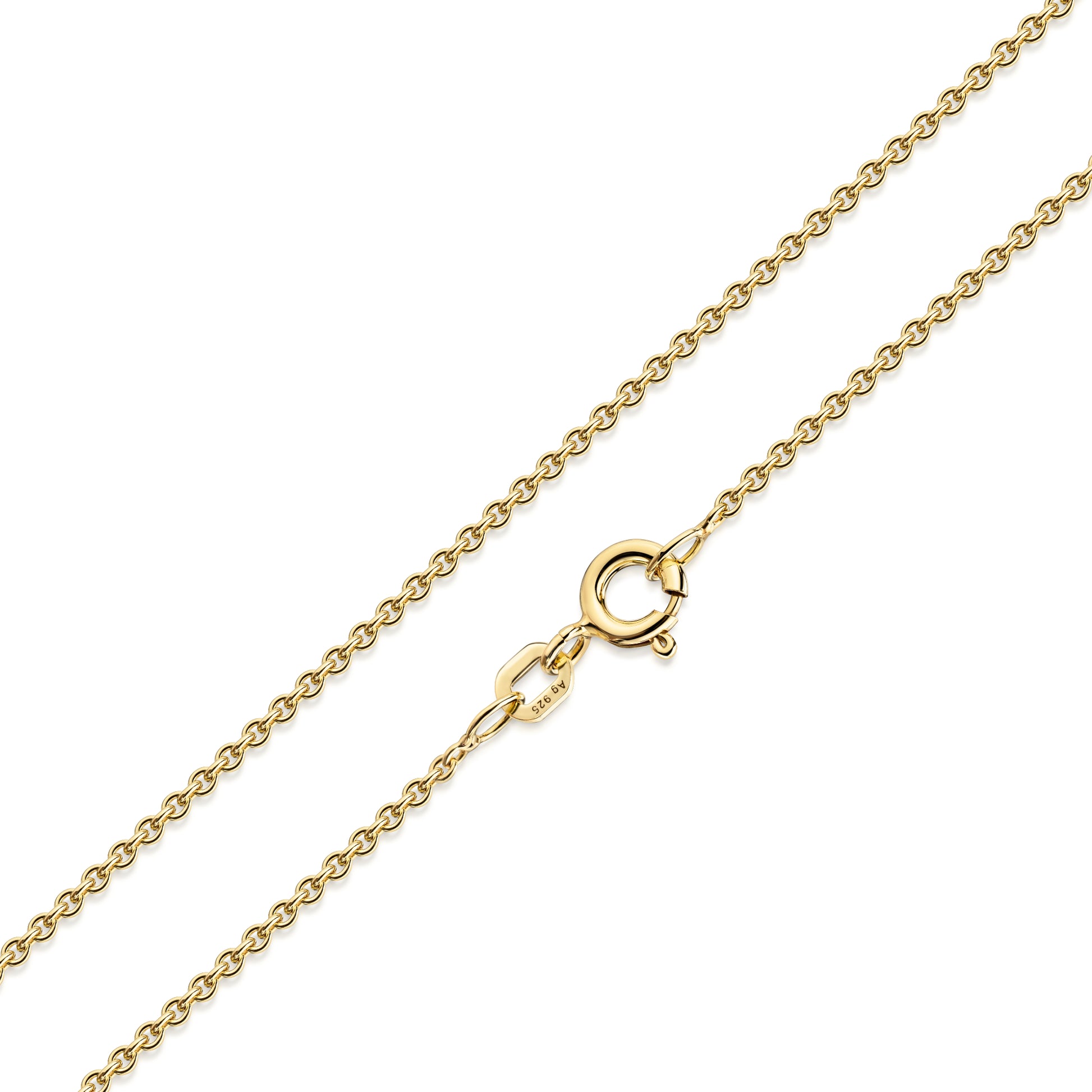 Goldene Ankerkette 1,5 mm mit Federringverschluss, feingliedrige Glieder aus Silber vergoldet