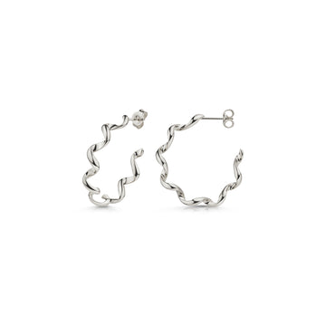 Silberne Helix-Creolen mit gedrehtem, spiralförmigem Design, Stecker-Verschluss, hochglanzpoliert