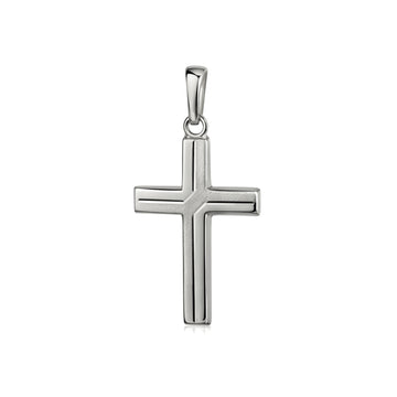 Silberner Kreuz-Anhänger Holy mit matter Oberfläche und glänzender Einfassung, klassisches Design aus 925er Sterlingsilber