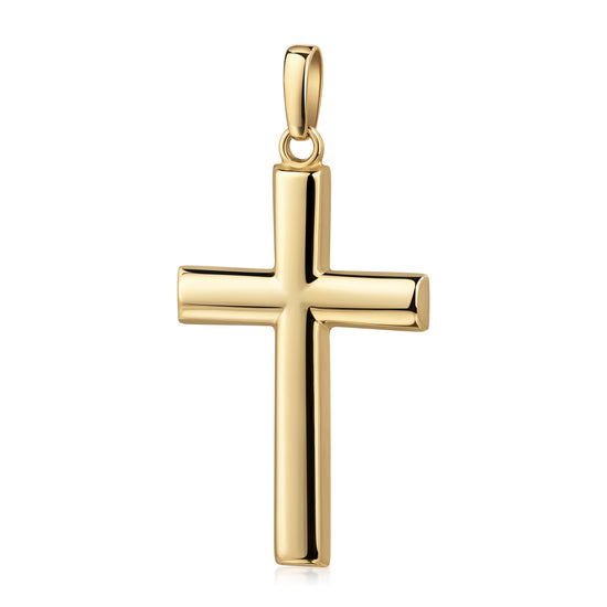 Goldener Kreuz-Anhänger Arch mit gewölbter Form und polierter Oberfläche, Gelbgold, mit Öse für Ketten