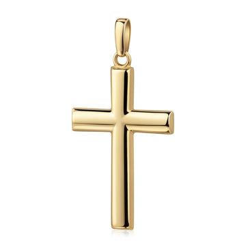 Goldener Kreuz-Anhänger Arch mit gewölbter Form und polierter Oberfläche, Gelbgold, mit Öse für Ketten