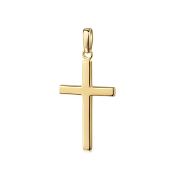 Goldener Kreuz-Anhänger Core Moyen mit polierter Oberfläche und Öse, aus massivem Gelbgold gefertigt