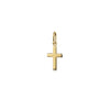 Goldener Kreuz-Anhänger Essence Mini mit polierter Oberfläche und Öse, handgefertigt aus massivem Gold