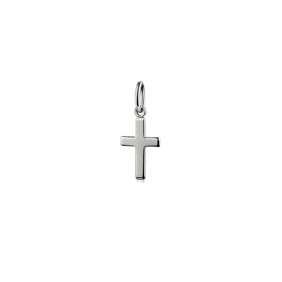 Kleiner polierter Kreuz-Anhänger aus Silber mit Öse zum Einhängen, minimalistisches Design, Aurevia Manufaktur