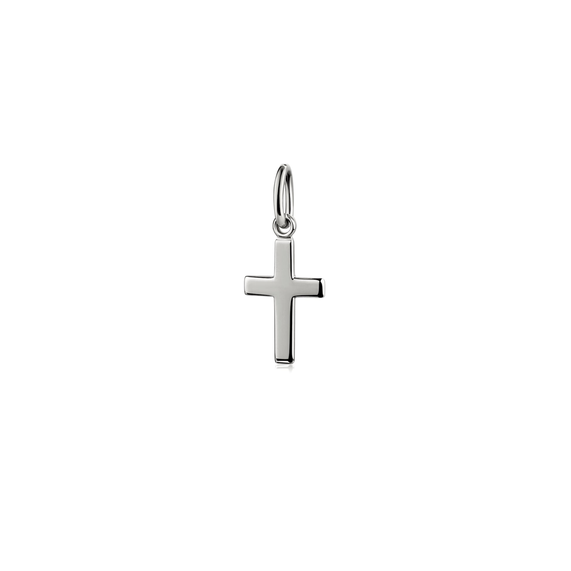 Kleiner polierter Kreuz-Anhänger aus Silber mit Öse zum Einhängen, minimalistisches Design, Aurevia Manufaktur