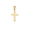 Goldener Kreuz-Anhänger Essence Petit mit polierter Oberfläche und Öse, aus massivem Gold gefertigt