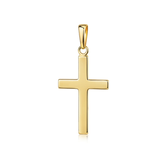 Goldener Kreuz-Anhänger Foundation aus massivem Gelbgold mit polierter Oberfläche und filigraner Öse
