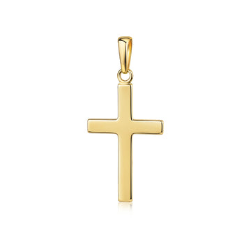 Goldener Kreuz-Anhänger Foundation aus massivem Gelbgold mit polierter Oberfläche und filigraner Öse