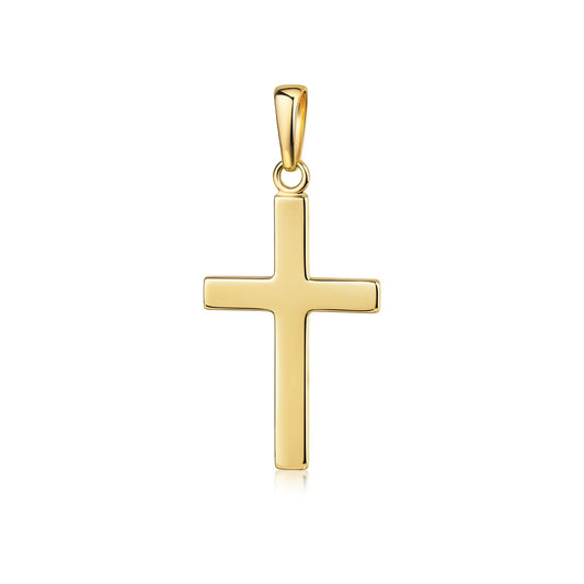 Goldener Kreuz-Anhänger Foundation aus massivem Gelbgold mit polierter Oberfläche und filigraner Öse