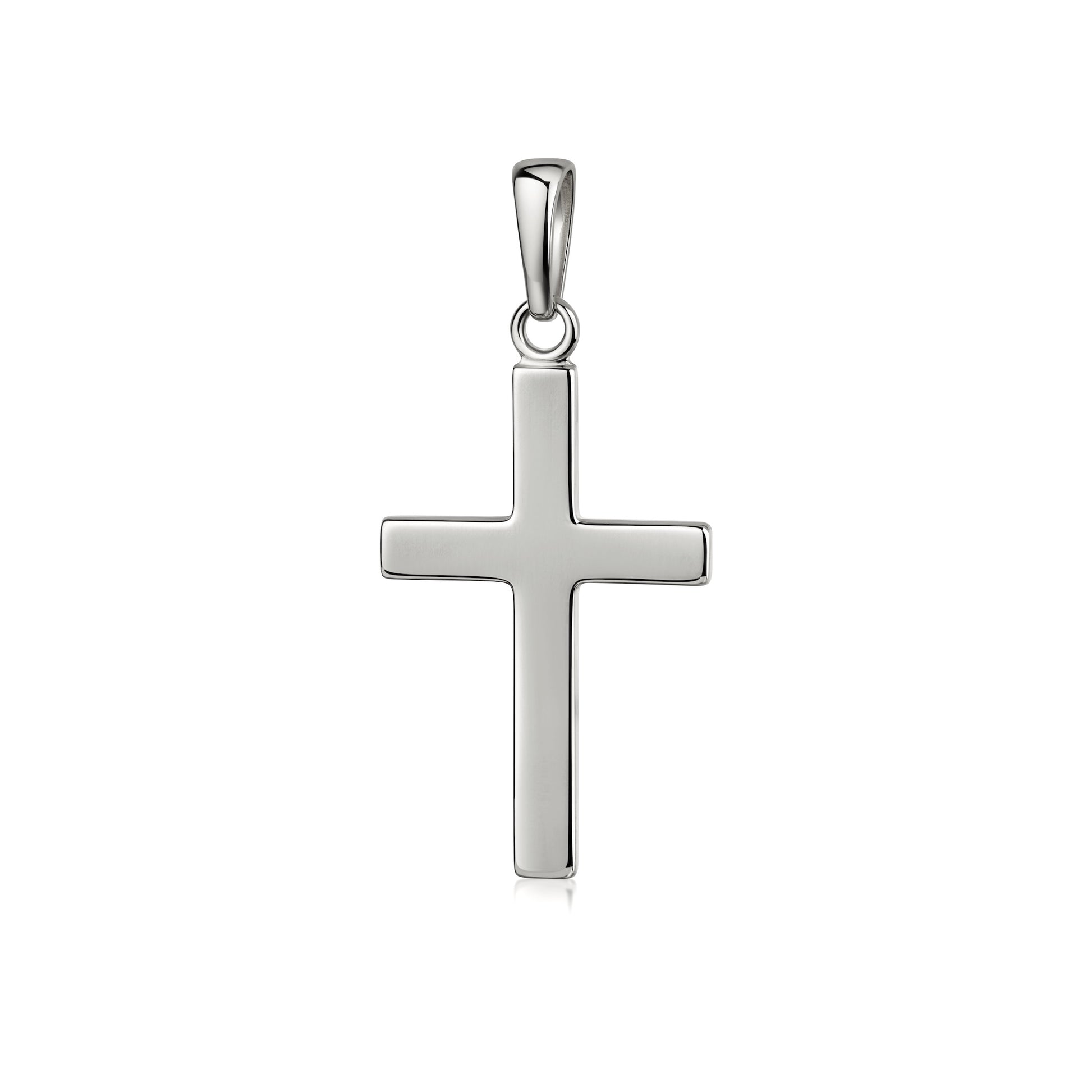 Silberner Kreuz-Anhänger Foundation mit polierter Oberfläche und Öse, klassische Form aus massivem Edelmetall