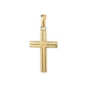 Goldener Kreuz-Anhänger Holy mit mattierter Oberfläche und polierten Kanten, klassisches Design aus massivem Gelbgold