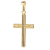 Goldener Kreuz-Anhänger mit feinen Linien-Gravuren, hochglanzpoliert, mit Öse für Ketten