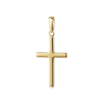 Goldener Kreuz-Anhänger Pure mit glänzend polierter Oberfläche und Öse, schlicht-elegantes Design aus massivem Gold