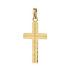 Goldener Kreuz-Anhänger Ray mit diagonalem Rillen-Muster und polierter Öse, handgefertigt aus massivem Gold