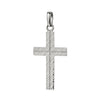 Silberner Kreuz-Anhänger Ray mit diagonal schraffierter Oberfläche und polierter Mittellinie, hochglänzende Öse
