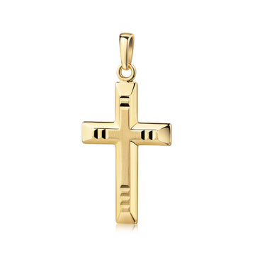 Goldener Kreuz-Anhänger Risen mit matter Oberfläche und polierten Kanten, hochglänzender Öse, aus massivem Gelbgold