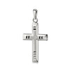 Silberner Kreuz-Anhänger mit mattem Mittelstreifen und polierten Kanten, moderne geometrische Form aus 925er Sterlingsilber