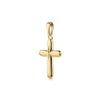 Goldener Kreuz-Anhänger mit glänzend polierter Oberfläche und abgerundeten Kanten, handgefertigt aus 585er Gelbgold