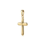 Goldener Kreuz-Anhänger mit glänzend polierter Oberfläche und abgerundeten Kanten, handgefertigt aus 585er Gelbgold