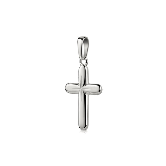Silberner Kreuz-Anhänger mit polierter Oberfläche und abgerundeten Kanten, hochglänzend aus 925er Sterlingsilber