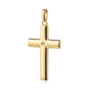 Goldener Kreuz-Anhänger mit funkelndem Diamant in der Mitte, polierte Oberfläche, elegante Form