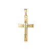 Goldener Kreuz-Anhänger mit feinen schwarzen Linien, mattierte Oberfläche, hochglanzpolierte Kanten, Aurevia Manufaktur