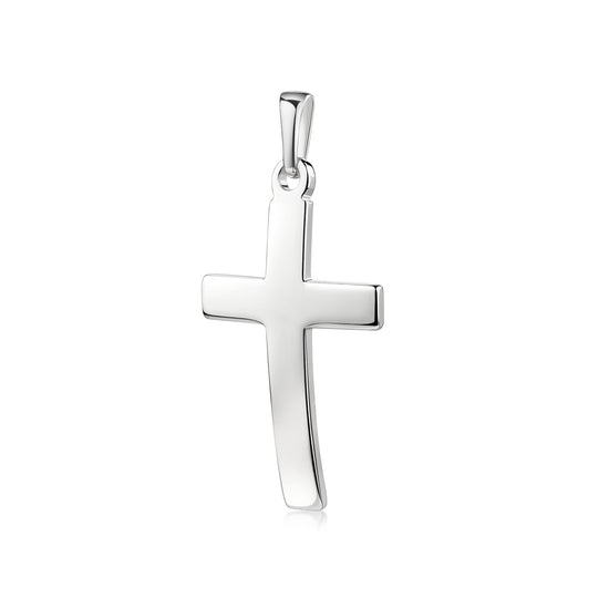 Schlichter Kreuzanhänger Velvet aus poliertem Sterlingsilber mit glatter Oberfläche und elegantem Bügel