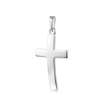 Schlichter Kreuzanhänger Velvet aus poliertem Sterlingsilber mit glatter Oberfläche und elegantem Bügel