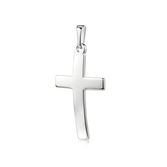 Schlichter Kreuzanhänger Velvet aus poliertem Sterlingsilber mit glatter Oberfläche und elegantem Bügel