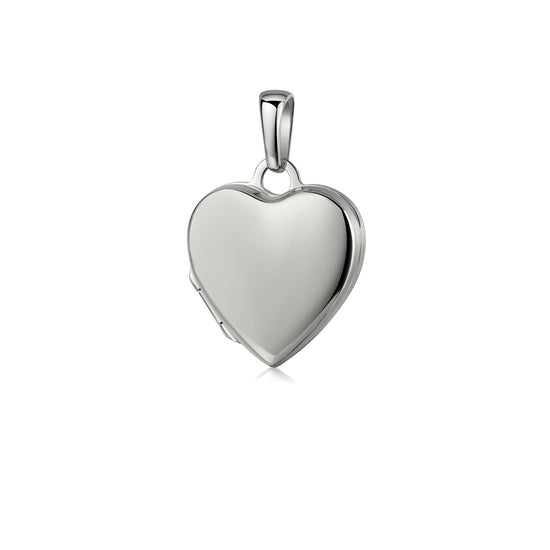 Silbernes Herz-Medaillon zum Öffnen mit polierter Oberfläche und klassischem Bügel, mittlere Größe