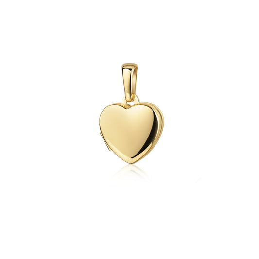 Goldenes Herz-Medaillon Pure Petite zum Öffnen, glänzend polierte Oberfläche, kompakte Form mit elegantem Bügel