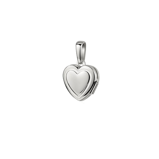 Silbernes Herz-Medaillon zum Öffnen mit polierter Oberfläche und elegantem Bügel für Kette