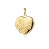 Goldenes Herz-Medaillon mit Gravur "I love you" und kleinem Herz-Relief, aufklappbar, glänzend poliert