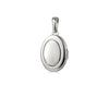 Ovales Silber-Medaillon Iris mit glänzend polierter Oberfläche und Klappverschluss an eleganter Öse