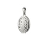 Silbernes Oval-Medaillon mit filigranen Wirbelmustern und polierter Oberfläche zum Öffnen, Anhänger aus Echtsilber