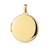 Rundes goldenes Medaillon Luna mit glänzend polierter Oberfläche, Klappverschluss und eleganter Öse zum Öffnen