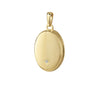 Goldenes ovales Medaillon mit matter Oberfläche, kleiner Zirkonia und polierter Anhängeröse