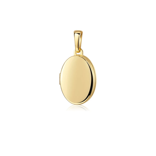 Goldenes Oval-Medaillon Pure Mini mit glatter Oberfläche und Öse, hochglanzpoliert aus 333er Gelbgold