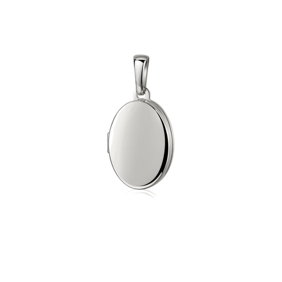 Silbernes ovales Medaillon mit glatter polierter Oberfläche und klassischer Öse, Aurevia Pure Mini Kollektion