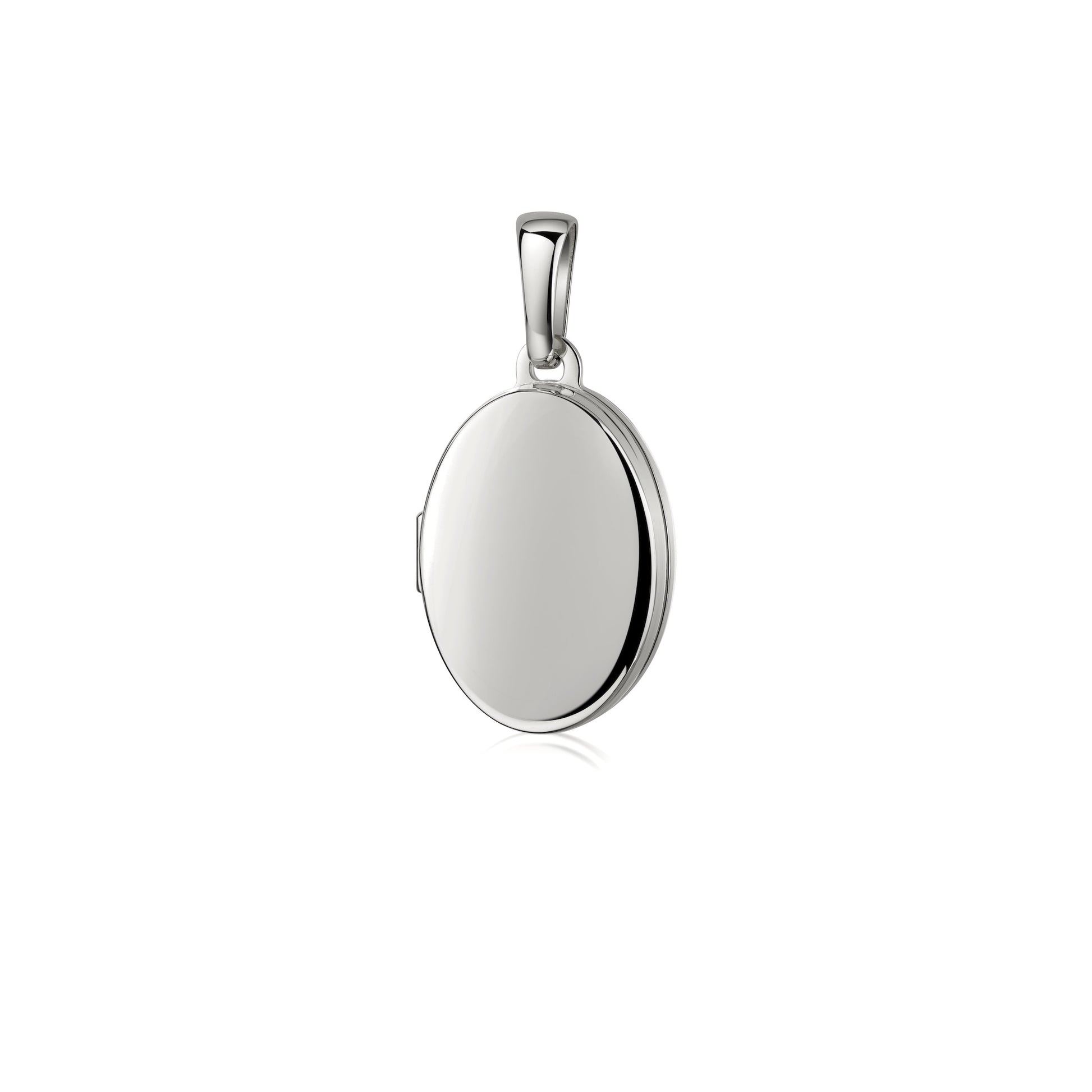 Silbernes ovales Medaillon mit glatter polierter Oberfläche und klassischer Öse, Aurevia Pure Mini Kollektion