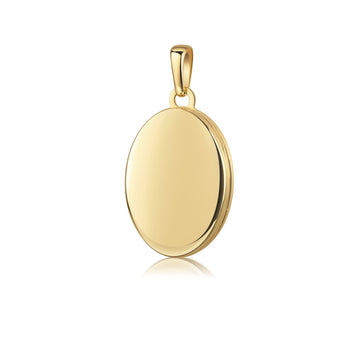 Goldenes ovales Medaillon Pure Petite mit glatter Oberfläche und Öse, hochglanzpoliert aus echtem Gold