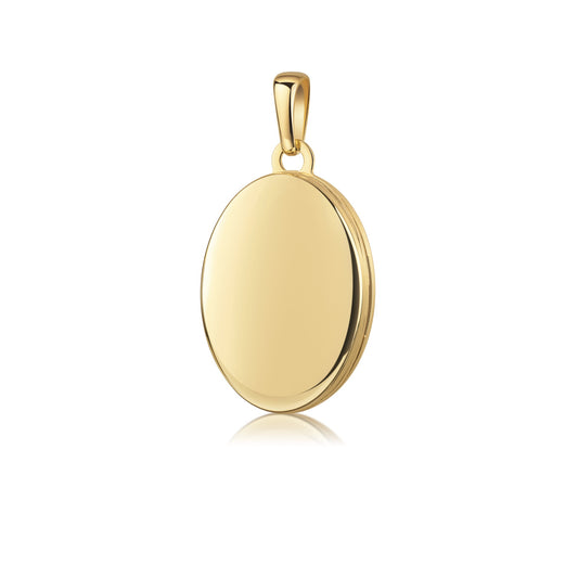 Goldenes ovales Medaillon Pure Petite mit glatter Oberfläche und Öse, hochglanzpoliert aus echtem Gold