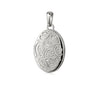 Silbernes Oval-Medaillon mit filigranem Blumenrelief zum Öffnen, Anhänger aus poliertem Edelmetall