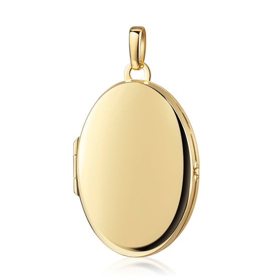 Goldenes ovales Medaillon zum Öffnen mit glänzend polierter Oberfläche und filigranem Bügel aus 333er Gelbgold