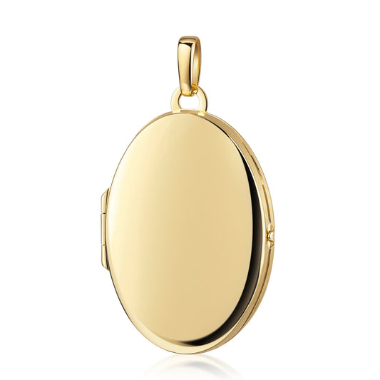 Goldenes ovales Medaillon zum Öffnen mit glänzend polierter Oberfläche und filigranem Bügel aus 333er Gelbgold