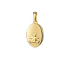 Goldenes ovales Medaillon mit aufklappbarem Design und geprägtem Teddybär-Motiv an feiner Öse