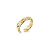 Goldener Ring Breeze mit gedrehtem Band-Design, offene Ringform aus glänzendem Gelbgold, handgefertigt