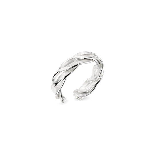 Silberner Ring Breeze mit elegant verflochtenen Bändern, offenes Design, hochglänzend poliert, Aurevia Manufaktur