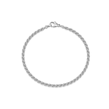Silbernes Rope Chain Armband mit gedrehter Kordelstruktur und Karabinerverschluss, handgefertigt in Pforzheim